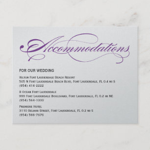 Elegant Script  Wedding Accommodations - Purple Enclosure Card