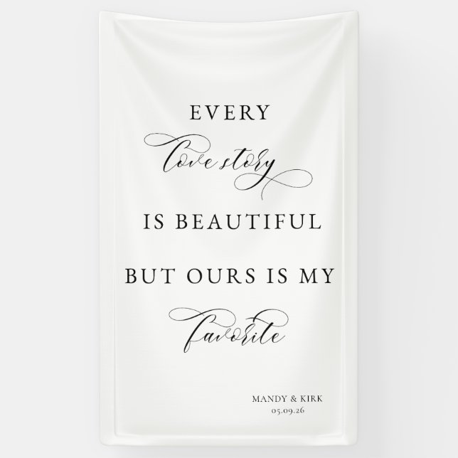 Elegant Script Wedding Backdrop Banner – love  (Vertical)