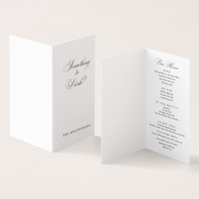 Elegant Script Wedding Bar Menu Place Card  (Elegant Script Wedding Bar Menu Place Card)