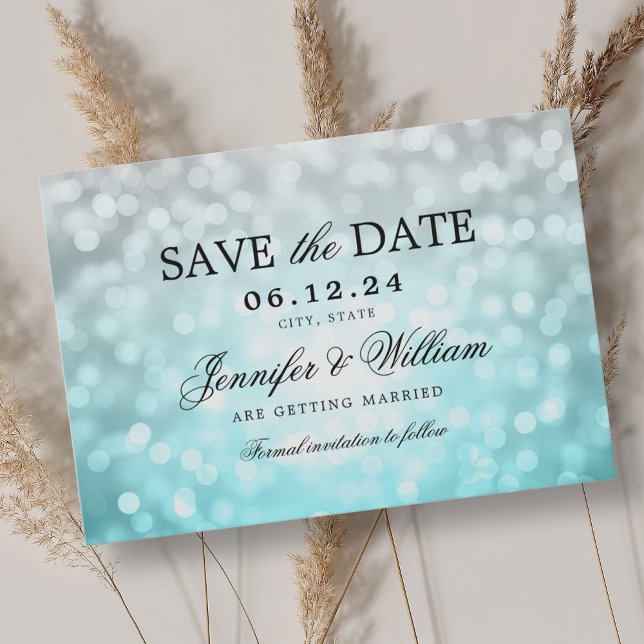 Elegant Script Wedding Beach Bokeh Lights Save The Date (Elegant Script Wedding Beach Bokeh Lights Save The Date)