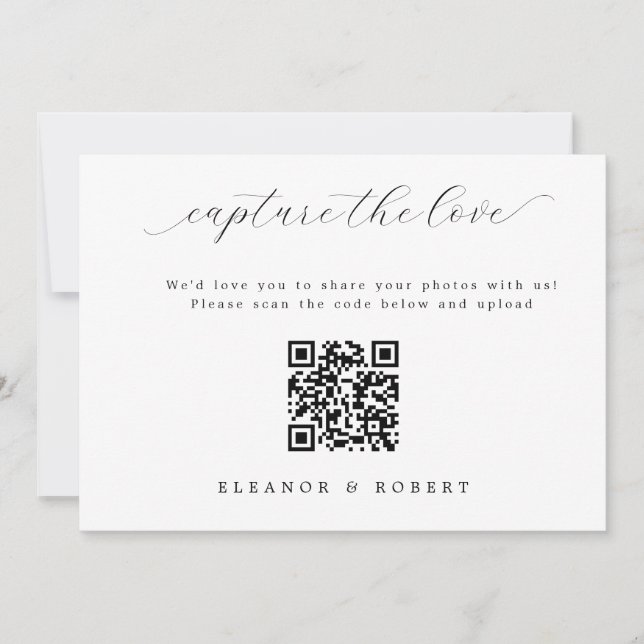 Elegant Script  Wedding Capture the Love QR Code (Front)