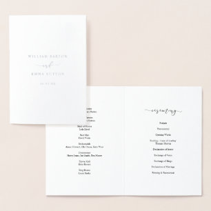 Elegant Script Wedding Ceremony Program Silver