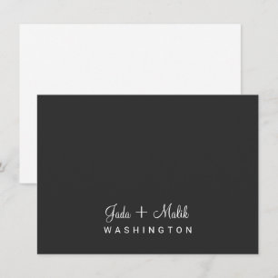 Elegant Script Wedding Couple Monogram Black Card