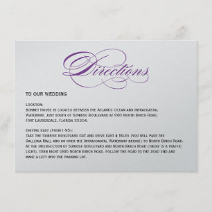 Elegant Script  Wedding Directions - Purple Enclosure Card