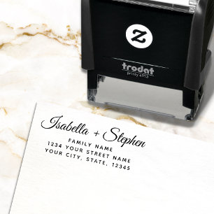 Elegant Script Wedding Family Name Return Address Self-inking Stamp