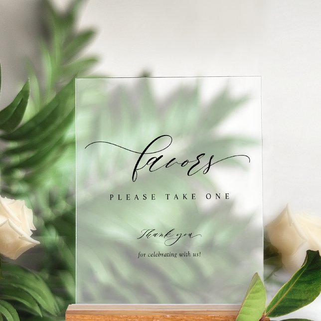 Elegant Script Wedding Favours Frosted Style Acrylic Sign (Creator Uploaded)