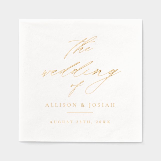 Elegant Script Wedding Foil Napkins (Front)