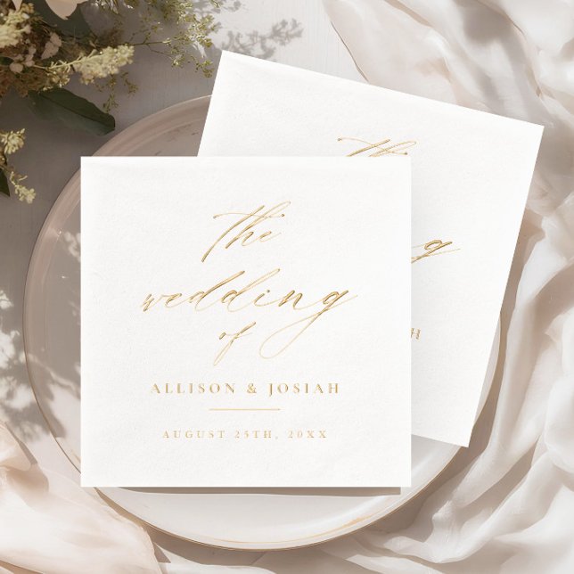 Elegant Script Wedding Foil Napkins (Elegant script wedding foil napkins.)