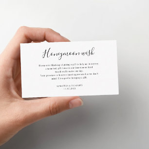 Elegant Script Wedding Honeymoon Wish Enclosure Card