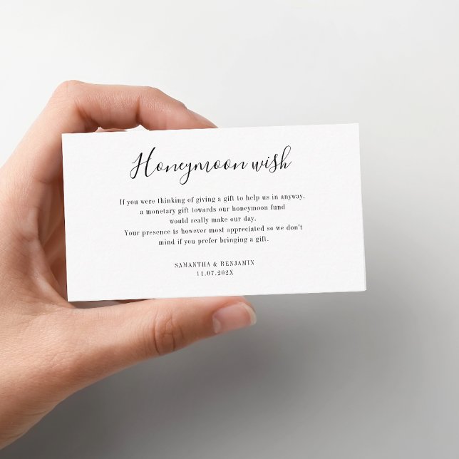 Elegant Script Wedding Honeymoon Wish Enclosure Card (Wedding Honeymoon Wish Enclosure Card)