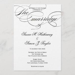 Elegant Script  Wedding Invitation - Black