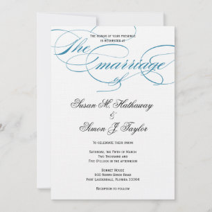 Elegant Script  Wedding Invitation - Blue