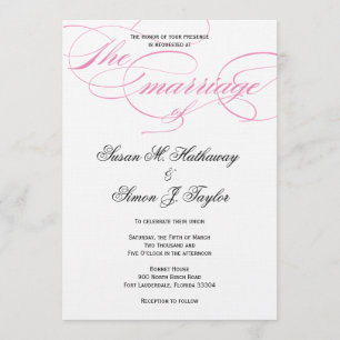Elegant Script Wedding Invitation - Pink