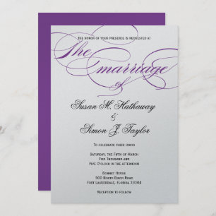 Elegant Script  Wedding Invitation - Purple