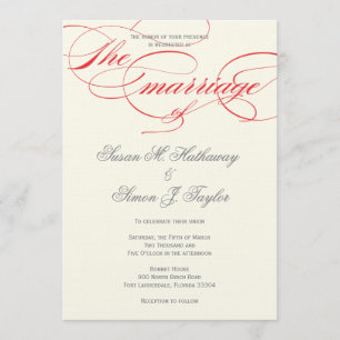 Elegant Script  Wedding Invitation  - Red