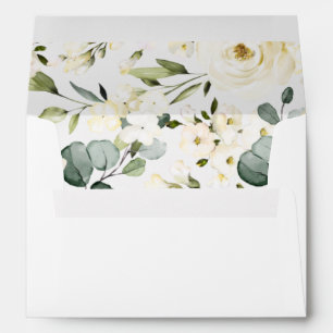 Elegant Script Wedding Invitation White Floral Envelope