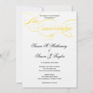 Elegant Script  Wedding Invitation - Yellow