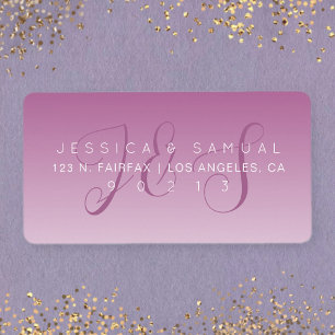 Elegant Script Wedding Mauve Ombre Return Address Label