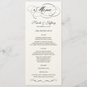 Elegant Script  Wedding Menu - Black