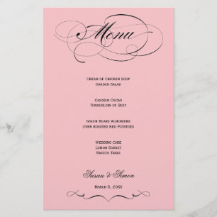 Elegant Script Wedding Menu - Blush Pink