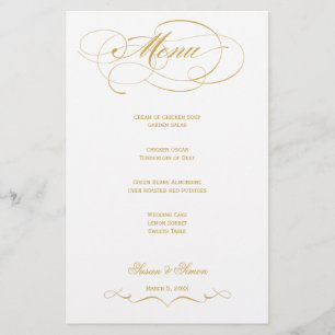 Elegant Script  Wedding Menu - Gold