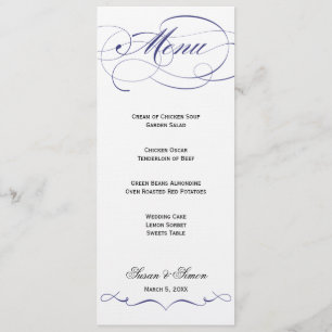 Elegant Script  Wedding Menu - Navy