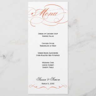 Elegant Script Wedding Menu - Orange