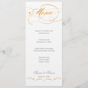 Elegant Script  Wedding Menu - Orange