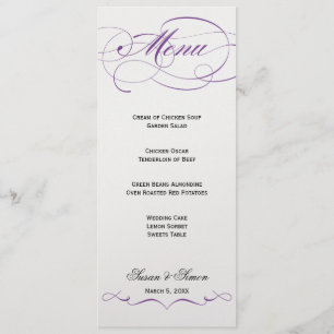 Elegant Script  Wedding Menu - Purple