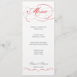 Elegant Script Wedding Menu - Red