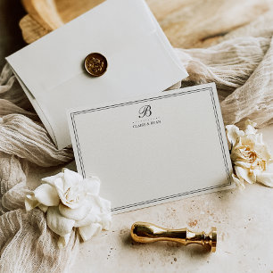 Elegant Script Wedding Monogram Stationery Cards