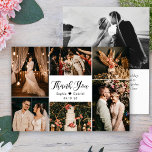 Elegant Script Wedding Multi Photo Collage Thank You Card<br><div class="desc">Modern, Elegant, Hand Lettered Wedding Multi Photo Collage Thank You Card. Stylish wedding thank you card template featuring six (6) photo on the front and one (1) photo on the back side. With the text "thank you" in a swirly hand lettered calligraphy script font in black on white colour background....</div>
