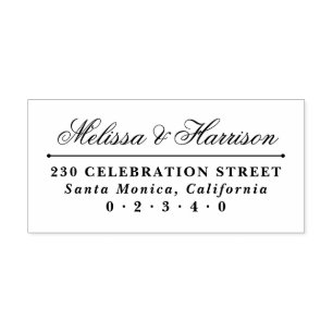 Elegant Script Wedding Names Formal Return Address Rubber Stamp