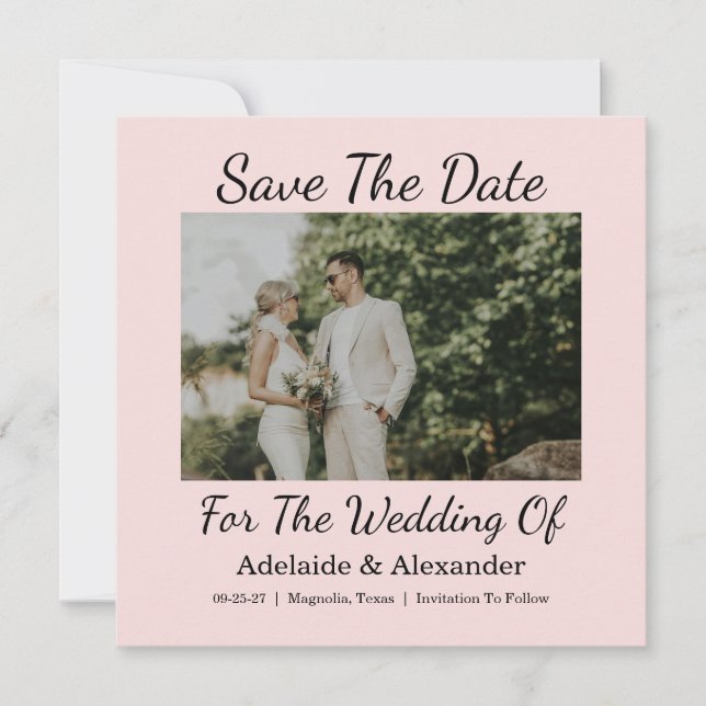 Elegant Script Wedding Photo Save The Date (Front)