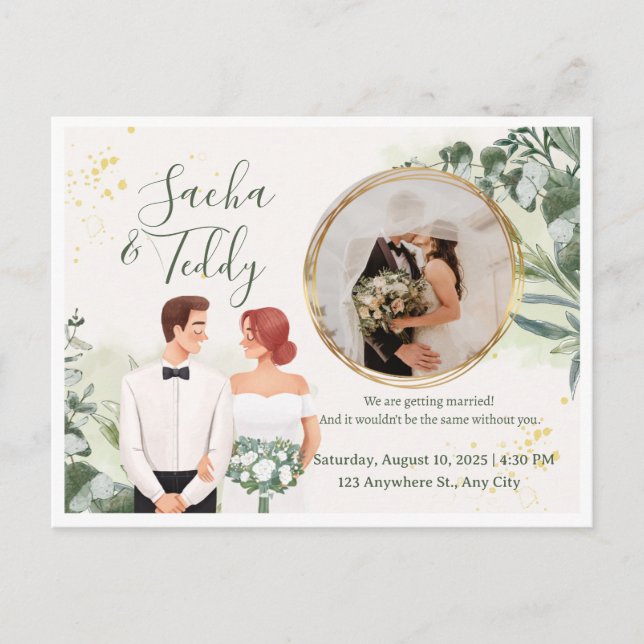 Elegant Script Wedding Photo Save the Date  Announcement Postcard (Front)
