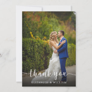 Elegant Script Wedding Photo   Thank You Card