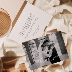 Elegant Script Wedding Photo Thank You Card