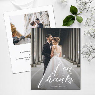 Elegant Script Wedding Photo Thank You Card