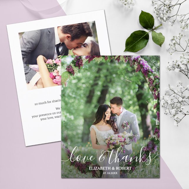 Elegant Script Wedding Photo Thank You Card (Thank yous printed on affordable THIN 80 lb flyer paper, heavier papers available in our collection.)