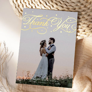 Elegant Script Wedding Photo Thank You Card
