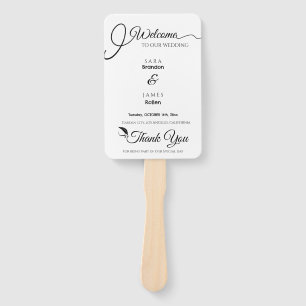 Elegant Script Wedding Program and Timeline Hand Fan