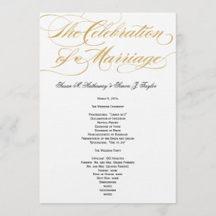 Elegant Script  Wedding Program - Gold Programme