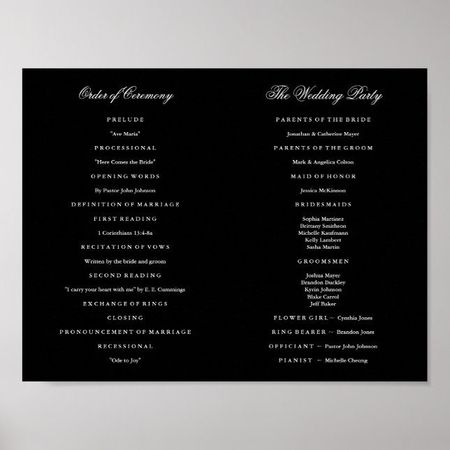 Elegant Script Wedding Program Inside Download Poster (Front)