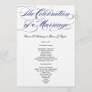 Elegant Script Wedding Program - Navy Programme