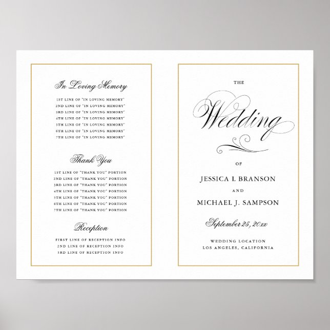 Elegant Script Wedding Program Outside Download Poster (Front)