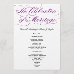 Elegant Script  Wedding Program - Purple Programme