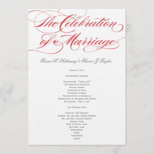 Elegant Script  Wedding Program - Red Programme