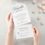 Elegant Script Wedding Reception All In One Invitation<br><div class="desc">Elegant wedding reception all in one invitation to announce your marriage to family and friends and to invite them now to a reception or party. "Celebrate With Us" is written in an elegant script and simple typography and you can easily customise your elopement/wedding announcement and reception invitation. A tear away...</div>