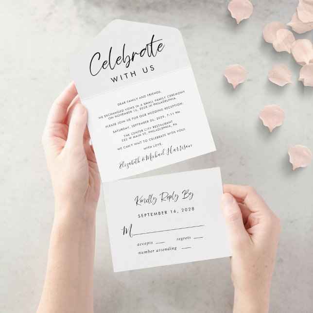 Elegant Script Wedding Reception All In One Invitation (Creator Uploaded)