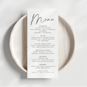 Elegant Script Wedding Reception Dinner Menu
